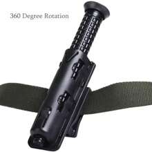 Funda con clip para bastón de 360 grados, rotación universal, funda expansible para bastón de servicio, funda de rápido acceso para cinturón, color negro