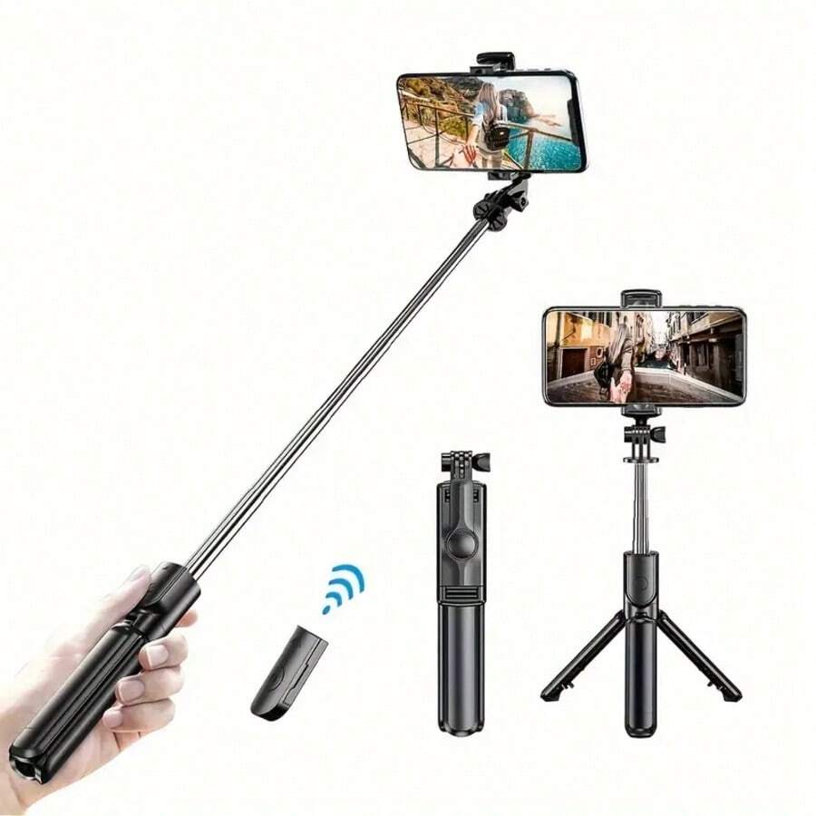 Portable Selfie Stick Tripod With Phone Holder And Wireless Remote, Compatible With Apple And Android Phones, For Photography And Video Recording