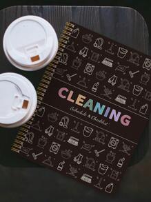 BUBU 2025 年计划表每日清洁时间表、家务、每日/每周/每月清洁清单、办公用品、妈妈的家庭笔记、成人日历、黑白设计高效清洁计划清洁日志笔记本学校/办公用品返校 - 彩色 - 查看 1