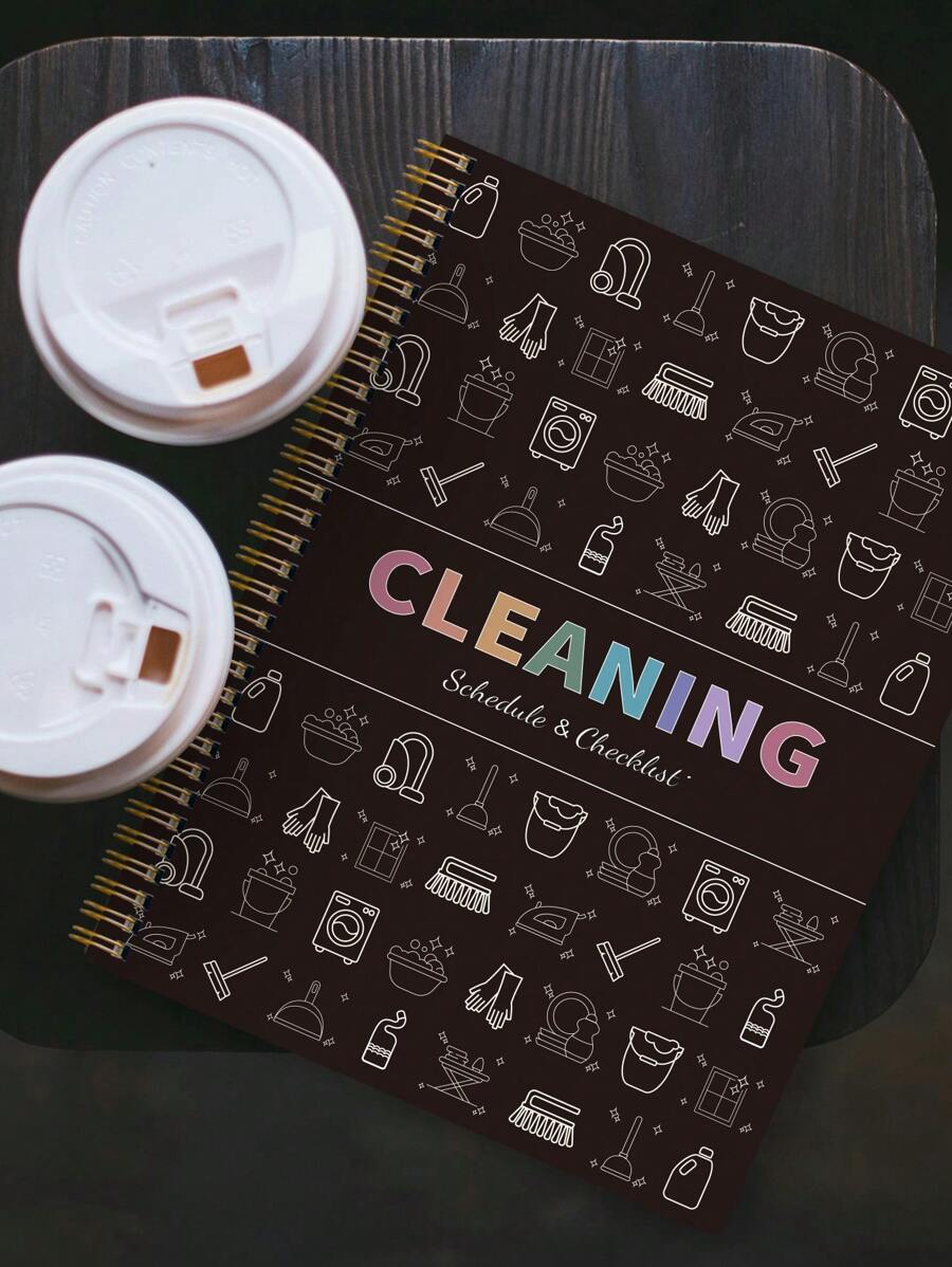 BUBU 2025 年计划表每日清洁时间表、家务、每日/每周/每月清洁清单、办公用品、妈妈的家庭笔记、成人日历、黑白设计高效清洁计划清洁日志笔记本学校/办公用品返校 - 彩色 - 查看 1