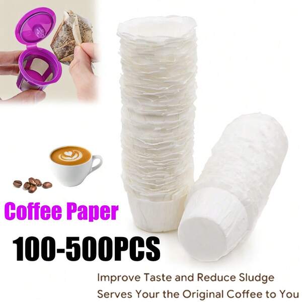 100-500PCS  Filters, Count Disposable Coffee Paper Filters Compatible With  Brewers Single Serve 1.0 And 2.0, Use With Reusable  Coffee Pods, Suitable For Coffee Shop Use, Household Use, And Essential For Coffee Enthusiasts