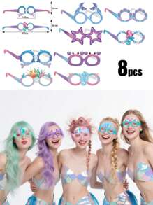 美人鱼派对面具眼罩，美人鱼公主服装配饰，儿童生日派对装饰万圣节