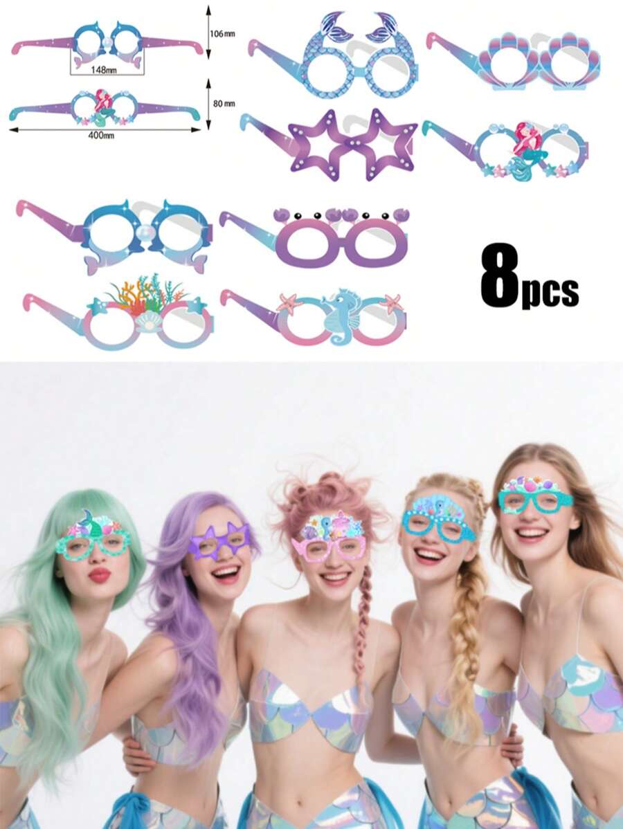 美人鱼派对面具眼罩，美人鱼公主服装配饰，儿童生日派对装饰万圣节