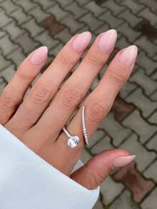 Luxuriöser Verlobungsring-Set mit kubischem Zirkonia, geeignet für Hochzeit, Partytragen und Urlaubsgeschenke - Silber - Übersicht 2