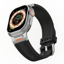 Bands Compatible With Apple Watch Band 49mm 46mm 45mm 44mm Wristband, Rugged Men Sport Silicone Strap Compatible With Apple Watch Ultra 2/1 Series 10 9 8 7 6/SE 5 4 3 2 1