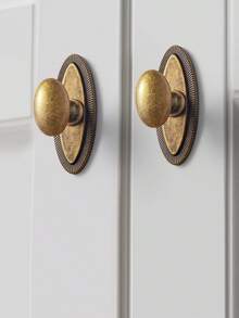 2/6 件装古董椭圆形橱柜把手，带背板，锌合金 1.4 英寸直径抽屉把手 - 銅色 - 查看 8