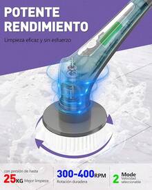 Cepillo Electrico para Baño Limpieza, [IPX8 Resistente al Agua] Cepillo Giratorio para Baño sin Cable con 9 Cabezas de Cepillo Reemplazables, Larga Duración, Mango Ajustable para Tina, Piso - Gris - Ver 2