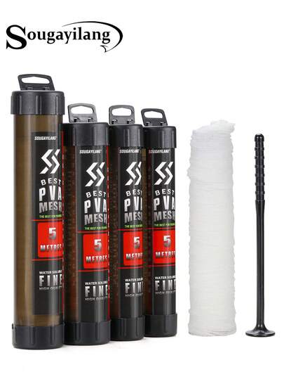SOUGAYILANG 1 st 5 m/196,85 tum vattenlöslig PVA-nätrulle - löslig betespåse för karpfiske för partikel-/pelletlindning (18/24/37/44 mm) | Hair Rigs