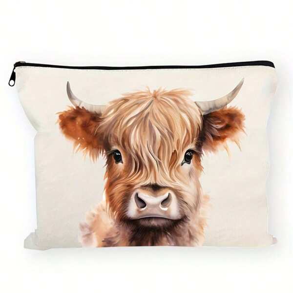 Neceser con diseño de vaca de las Tierras Altas - Adecuado para guardar cosméticos y artículos de aseo, organizador de artículos de viaje, bolsa de maquillaje, liviano y plegable, regalo, cartera, para mujeres