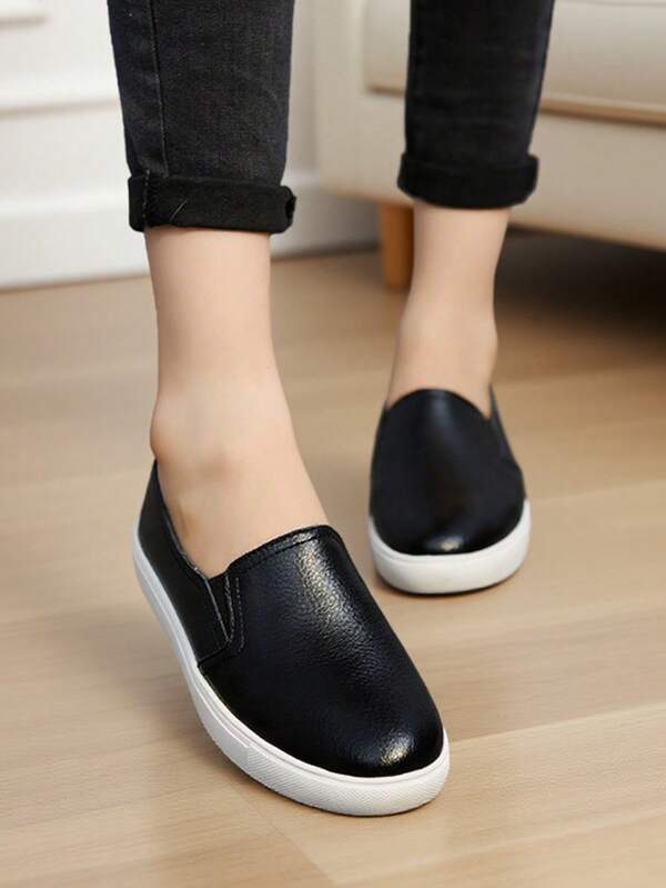 Women Plain Casual Loafers, High-Quality Leather Upper&Soft Sole, Versatile Flat Shoes