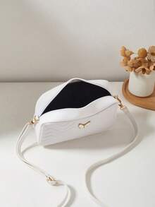 Fashionable Casual Crossbody Bag For Women, With Detachable Woven Strap, Comfortable Texture, Wavy Pattern, Exquisite Decoration & Classic Design, Versatile & Niche - White - View 6