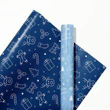 12pcs Christmas Snowflake Elk Deep Blue Gift Decorative Paper Party Gift Box Decorative Outer Packaging Paper, And Safe Paper, Made By Modern Printing Press. It Is Easy To Fold And Cut, And The Prints On The Paper Are Exquisite And Clear.