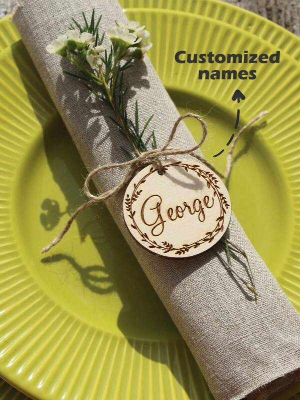 1pc/3pcs/6pcs Custom Engraved Round Tags,Personalized Wooden Tags Favors,Holiday Gift Name Tags, Wedding Table Name,Laser Cut Place Cards, Escort Tags,Table Settings