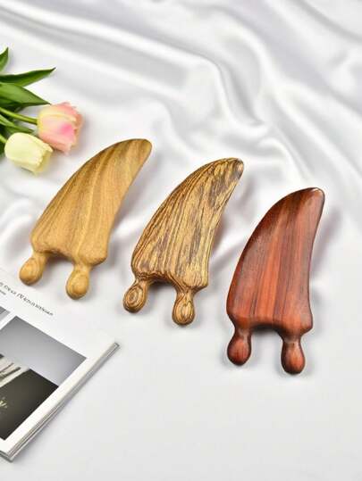أداة Gua Sha ذات الوجهين - خشبية للوجه والجسم لتثقيب الأنف وصرف اللمفاوي | عصا تدليك من خشب الورد الطبيعي بمنحنيات مريحة، سبا لتخفيف العضلات ورعاية البشرة