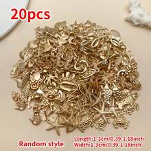 Randomly Mix 20/50/100 Pieces Of Alloy Exquisite Conch, Fish Tail, Seahorse, Pie Star, And Ocean Series Charms Pendants Accessories, Suitable For DIY Necklace, Earring, Keychain Jewelry Production As Fashionable Accessories. - KC Gold - View 15