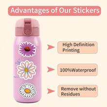 55PCS Daisy Stickers Vinyl Aesthetics Stickers Scrapbooking, Diary, Laptop, Bumper, Skateboard, Water Bottle, Computer, Phone, Cartoon, Hard Hat, Car Stickers And Decals - Multicolor - View 5