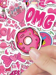 100 sztuk różowych naklejek w stylu - DIY Dekoracja, Prezenty na imprezy, Odpowiednie na festiwale dla kobiet, Do dekoracji imprez, Nagrody klasowe, Dekoracja książek, Prezenty urodzinowe