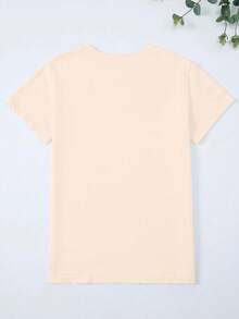Women's Casual Short Sleeve Round Neck T-Shirt - Apricot - View 2