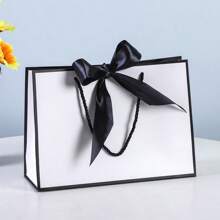 1 pieza/5 piezas Bolsas de regalo con lazo negro simple y asa