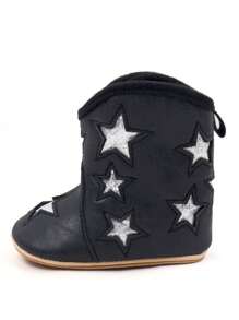 1 Pair Of Infant Shoes, Warm And Thick Boots In Autumn And Winter, Retro British Cowboy Design, Suitable For Indoor Slip-Resistant Learning To Walk, Soft Flat Shoes For Infants.