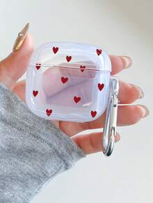 The 1pc Heart-Shaped Element Printed Clear Earphone Case Is Compatible With Apple Earphones - Multicolor - View 2