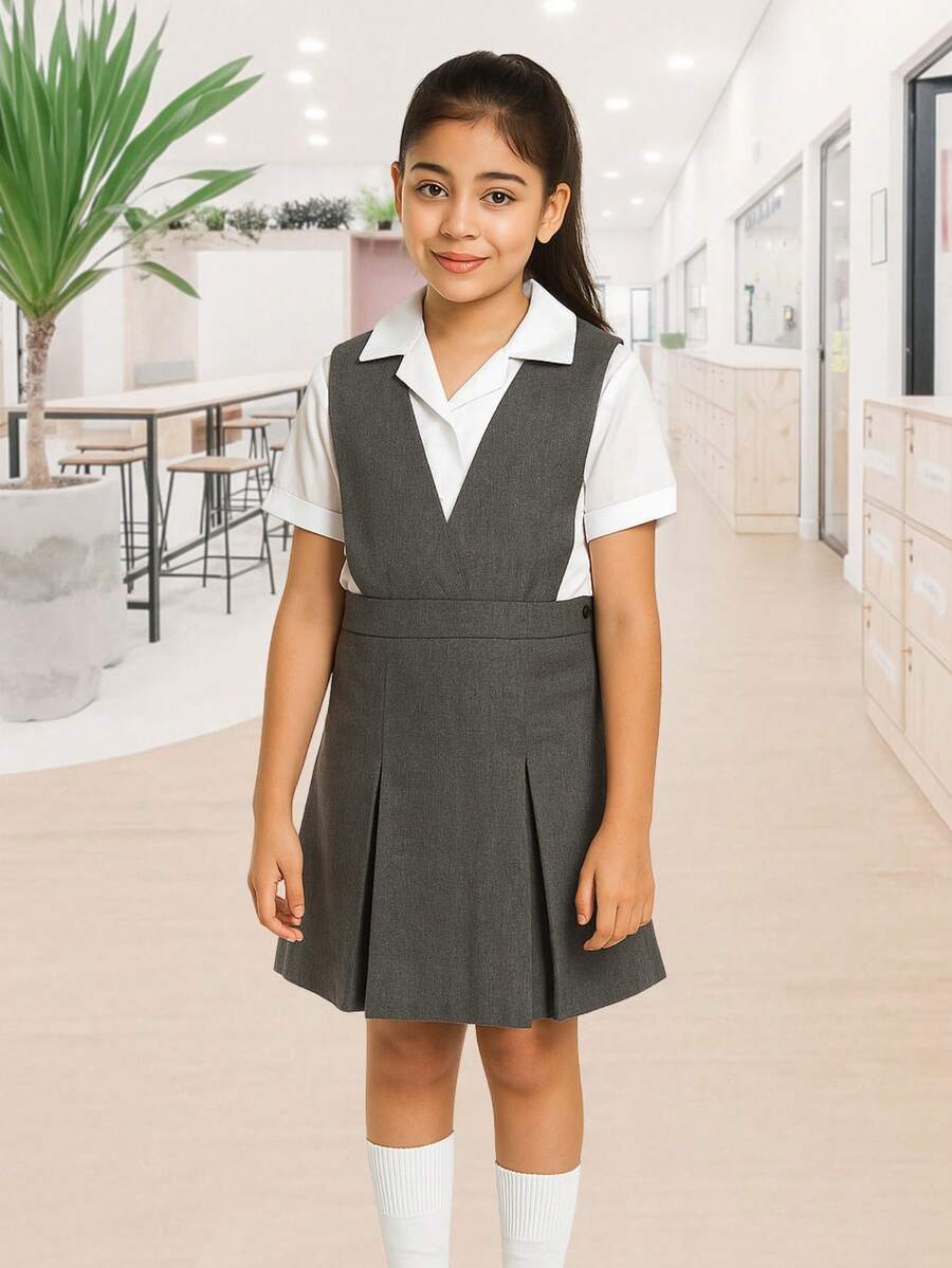 Yomper Escolar Uniforme Para Niña Falda Tipo Jumper Cuatro Tablas - Oxford - Ver 1