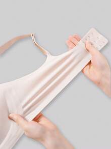 1 件女士性感深 V 网眼内衣，纯色休闲舒适夏季，简约性感风格，弹力透气面料无缝罩杯 - 粉色 - 查看 5