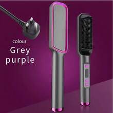 新款直发器热梳防烫陶瓷卷发器电动拉直梳卷发器发刷 - 英規插(220-240V) - 查看 8