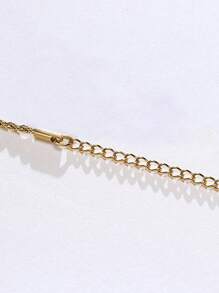 1pc Golden Braided Chain Bracelet, Stainless Steel Fashion Bracelet For Women, Versatile Daily Accessory