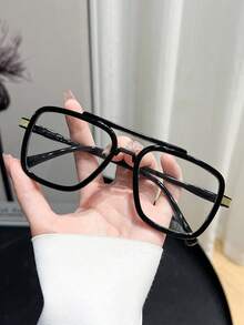1 副男女通用矩形镜框时尚无度数眼镜，适合日常办公、学习、阅读、聚会、度假、摄影等场合 - 駭平 - 查看 3