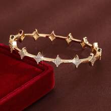 1pc Minimalist Four-Pointed Star Arrangement Design Cubic Zirconia Inlaid Women Bracelet - Multicolor - View 5