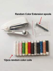14 Freebies/ 1 Set Portable Mini Sewing Machine, Handheld Manual Easy Sewing, Home Portable Tailor, White - 1pc, Small Tailor