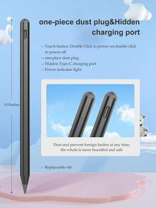 90mAh 容量触控笔，具备防误触和倾斜感应功能，兼容 iPad 10（10.9 英寸，2022 年款）、iPad Air 4/5/6/M4、iPad A16（11 英寸，2025 年款）、iPad Air 11/13 英寸（M3/M2）、iPad Pro 11/12.9 英寸 - 黑色 - 黑色 - 查看 7