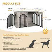 Hzuaneri Mobili per gabbia per cani, cuccia per cani da 100 cm per la casa, 3 porte, porta ad arco, cuccia moderna per cani da interno, tavolino laterale, gabbia per cani resistente, per cani di piccola/media/grande taglia, 60 x 100 x 63 cm