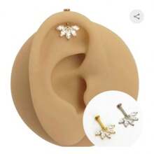 1 pieza Pendientes de aro de acero quirúrgico ASTM F136 con rosca interna y circonita cúbica, para perforaciones de labio, concha y hélice vertical de 16G