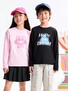 Annil Children's Clothing: Girls, Boys, Middle-Aged And Young Children, Round-Neck Long-Sleeved Knitted Sweater, Printed T-Shirt, Autumn