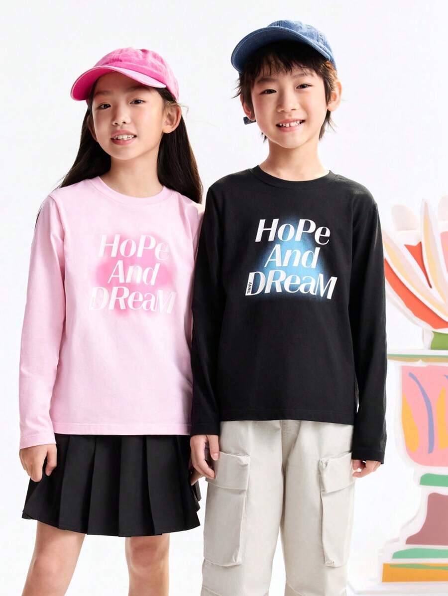 Annil Children's Clothing: Girls, Boys, Middle-Aged And Young Children, Round-Neck Long-Sleeved Knitted Sweater, Printed T-Shirt, Autumn