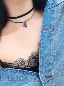 20 件/包 17 毫米倾斜心形玻璃电镀银底吊坠，DIY 手工项链、耳环、手机链、钥匙扣、汽车装饰 - 17mm歪桃 - 查看 4