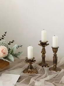 1 Piece French Vintage Style Worn Gold Candle Holder Base European Wedding Decor Home Decor, Decor, Festivals, Gifts