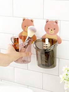 2 件免钉小熊架子壁挂式牙刷牙膏杯香皂梳浴室收纳整理架 - 彩色 - 查看 10