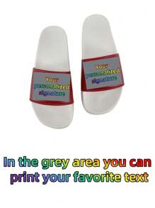 Customized Ladies Slippers, Text/Logo/Signature Personalized, Couple Gift, Suitable For Beach, Party, Hotel, Beauty Salon, Home - Red and White - View 3