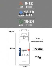 1700ml Stainless Steel Travel  Bottle With Vacuum Insulation White For Coffee Water With Handle Camping And Trail MODUS - Màu be - Xem 5