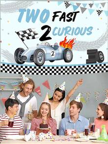 1 tấm phông nền sinh nhật chủ đề đua xe - Biểu ngữ 'Two Fast 2 Curious' màu xanh lam và đen cổ điển Trang trí tiệc Vật dụng trang trí lễ kỷ niệm Cờ ca rô Các yếu tố bóng bay Đạo cụ chụp ảnh Studio Trang trí sinh nhật cho nam Tiệc đua xe tốc độ Trang trí tường sự kiện chủ đề nhà để xe - Nhiều màu - Xem 7