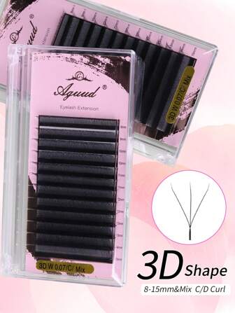 Aguud 12 Rows 3DW Shape 2000 Fans 0.07mm 8-15mm Mix C D Curl Volume Eyelash Extension Trays Double Tips Cashmere Woven Handmade Premade/Promade/Pro Made Lash Extensions