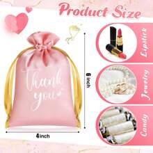 5/10/15 件谢谢缎面礼品袋派对袋填充物 4 X 6/5 X 7 英寸婚礼抽绳珠宝袋小糖果袋适用于宾客婚礼生日商务派对回礼 - 彩色 - 查看 2