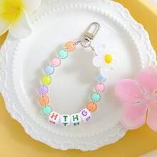 1pc Macaron Color Mixed Pearl/Flower Beads/Letter Bead Bag/Phone Charm Backpack Decor Keychain For Bag - Multicolor - View 23