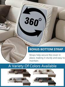 1 pièce Housse de canapé en peluche Teddy de couleur unie, élastique enveloppante, chaude et confortable, style minimaliste Ins, anti-dérapante et anti-salissure, lavable, convient pour canapé en L 1/2/3/4 places dans le salon, la chambre, le bureau