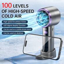 مروحة محمولة بسرعات قابلة للتعديل من 100 مستوى، مصغرة قابلة للشحن عبر منفذ USB ببطارية فائقة الطول 1800مللي أمبير للاستخدام