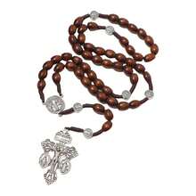 圣本笃木质念珠项链（1件），男士祈祷珠，天主教信仰饰品，宗教礼物 - 念珠KR014 - 查看 2