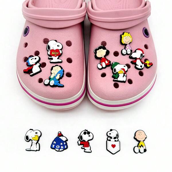 SNOOPY 12 piezas Accesorio decorativo de flores de zapato extraíble con hebilla de dibujos animados Snoopy, agujero para accesorios de zapato, hebilla de zapato, accesorio DIY de zapato, accesorio Snoopy, accesorio Zhibixing, flor de zapato, hebilla de zapato DIY, agujero para accesorios tridimensionales y extraíbles [Estilo aleatorio]